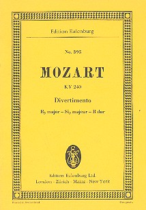 Mozart, Wolfgang Amadeus: Divertimento B-Dur Nr.9 KV240 für 2 Oboen, 2 Hörner und 2 Fagotte, Studienpartitur 