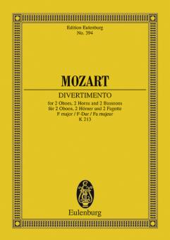 Mozart, Wolfgang Amadeus: Divertimento F-Dur Nr.8 KV213 für 2 Oboen, 2 Hörner und 2 Fagotte, Studienpartitur 