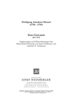 Mozart, Wolfgang Amadeus: Don Giovanni 5 Stücke aus der Oper für 2 Oboen, 2 Klarinetten (A), 2 Hörner (F), 2 Fahotte und Kontrabaß,  Stimmen 