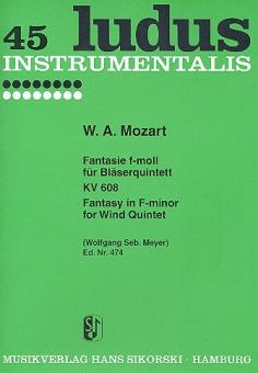Mozart, Wolfgang Amadeus: Fantasie f-Moll KV608 für Flöte, Oboe, Klarinette, Horn und Fgott,  Stimmen 