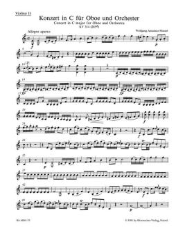Mozart, Wolfgang Amadeus: Konzert C-Dur KV314 für Oboe und Orchester, Violine 2 