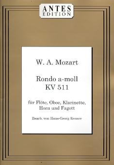 Mozart, Wolfgang Amadeus: Rondo a-Moll KV511 für Flöte, Oboe, Klarinette, Horn und Fagott, Partitur und Stimmen 