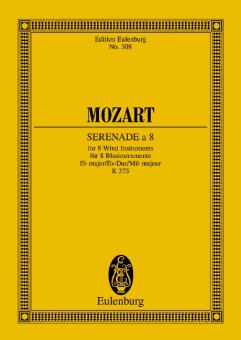 Mozart, Wolfgang Amadeus: Serenade no. 11 e flat KV375 for 2 oboes, 2 clarinets, 2 horns and 2 bassons, Miniature score 