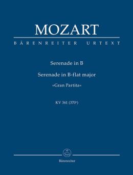 Mozart, Wolfgang Amadeus: Serenade B-Dur KV361 für 2 Oboen, 2 Klarinetten, 2 Bassetthörner, 4 Hörner, 2 Fagotte, Kontrabaß,  Studienpartitur 
