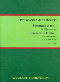 Mozart, Wolfgang Amadeus: Serenade c-Moll nach KV388 und KV406 für Flöte, Oboe, Klarinette, Horn und Fagott, Partitur und Stimmen 
