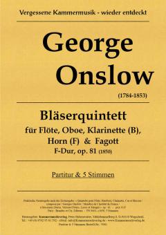 Onslow, George: Quintett F-Dur op.81 für Flöte, Oboe, Klarinette, Horn und Fagott, Partitur und Stimmen 