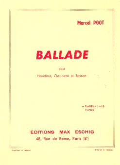 Poot, Marcel: Ballade pour hautbois, clarinette et basson, partition de poche 