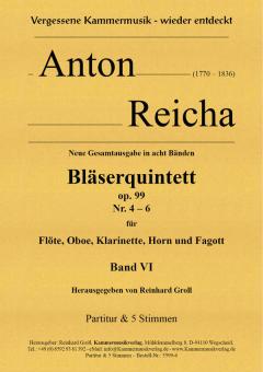 Reicha, Anton (Antoine) Joseph: Bläserquintette op.99 Band 6 (Nr.4-6) für Flöte, Oboe, Klarinette, Horn und Fagott, Partitur und Stimmen 
