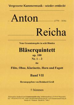 Reicha, Anton (Antoine) Joseph: Bläserquintette op.100 Band 7 (Nr.1-3) für Flöte, Oboe, Klarinette, Horn und Fagott, Partitur und Stimmen 
