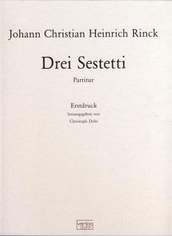 Rinck, Johann Christian Heinrich: 3 Sestetti für Cembalo, Violine, Viola, Violoncello und Klarinette (Oboe), Partitur, gebunden 
