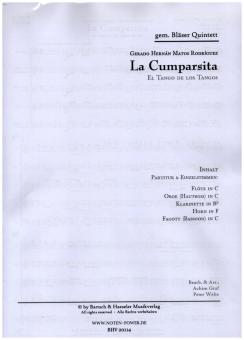 Rodríguez, Gerardo Matos: La Cumparsita für Flöte, Oboe, Klarinette, Horn und Fagott, Partitur und Stimmen 