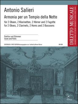 Salieri, Antonio: Armonia per un Tempio della Notte für 2 Oboen, 2 Klarinetten, 2 Hörner und, 2 Fagotte,  Partitur und Stimmen 