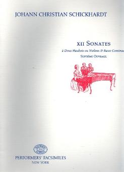 Schickhardt, Johann Christian: 12 Sonaten op.7 für 2 Oboen (Violinen) und Bc Facsimile Stimmen 