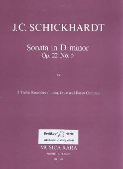 Schickhardt, Johann Christian: Sonate d-Moll op.22,5 für 2 Altblockfloeten (Flöten), Oboe und Bc 