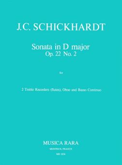 Schickhardt, Johann Christian: Sonata D major op.22,2 for 2 treble recorders (flutes), oboe and bc 