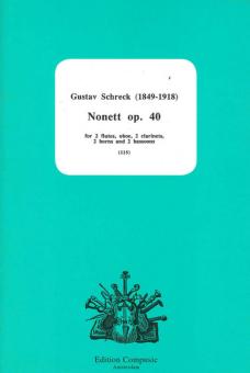 Schreck, Gustav: Nonett op.40 für 2 Flöten, Oboe, 2 Klarinetten, 2 Hörner und 2 Fagotte, Partitur und Stimmen 