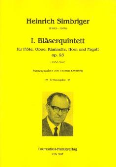 Simbriger, Heinrich: Quintett Nr.1 op.93 für Flöte, Oboe, Klarinette, Horn und Fagott, Partitur und Stimmen 