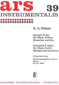 Stölzel, Gottfried Heinrich: Konzert F-Dur für Oboe, Violine und Streicher, Klavierauszug 