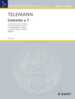Telemann, Georg Philipp: Concerto à 7 für 2 Altblockflöten, 2 Oboen, 2 Violinen und Bc, Partitur und Stimmen 