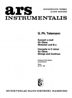 Telemann, Georg Philipp: Konzert c-Moll für Oboe, Streicher und Bc, Oboe solo 