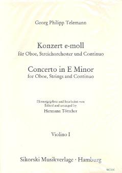 Telemann, Georg Philipp: Konzert e-Moll für Oboe, Streicher  und Bc, Streicherset (3-3-2-3) 