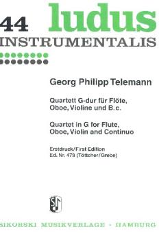 Telemann, Georg Philipp: Quartett G-Dur für Flöte, Oboe, Violine und Bc, Tafelmusik 1733, 1, 2 