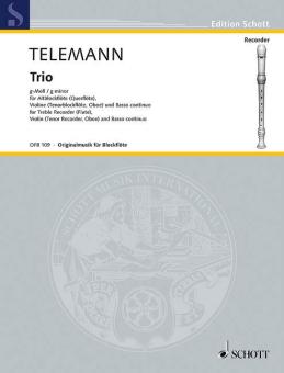 Telemann, Georg Philipp: Trio g-Moll für Alt-Blockflöte (Flöte), Violine (Tenor-Blockflöte, Oboe) und Basso 