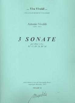 Vivaldi, Antonio: 3 Sonaten für Oboe und Bc, Partitur und Stimmen (Bc nicht ausgesetzt) 