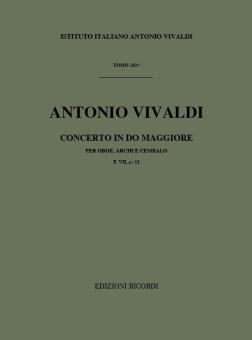Vivaldi, Antonio: Concerti in C major FVII/11 (RV450) for oboe, strings and harpsichord, score 