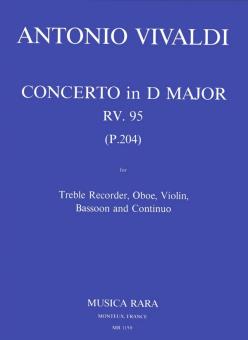 Vivaldi, Antonio: Concerto D major RV95 (P204) F.XII:29 for oboe, bassoon, violin and bc, score and 5 parts 