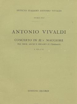 Vivaldi, Antonio: Concerto in sib maggiore F.VII no.14 per oboe, archi e organo (cembalo), partitura 