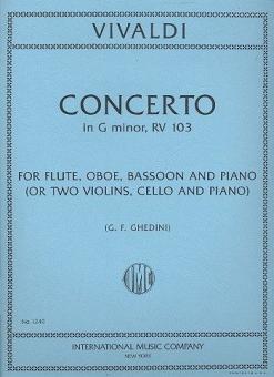 Vivaldi, Antonio: Concerto in g Minor F.XII:4 for flute, oboe, bassoon and piano (2 violins, cello and piano), parts 