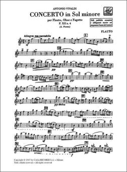 Vivaldi, Antonio: Concerto sol minore F.XII:4 per flauto, oboe e fagotto, parti 