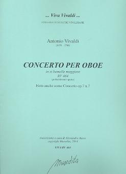 Vivaldi, Antonio: Konzert B-Dur RV464 für Oboe und Streicher, Partitur und Stimmen (Bc nicht ausgesetzt) (Streicher 1-1-1-1) 