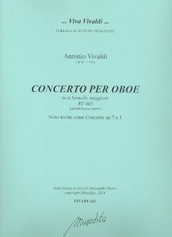 Vivaldi, Antonio: Konzert B-Dur RV465 für Oboe, Streicher und Orgel, Partitur und Stimmen (Bc nicht ausgesetzt) (Streicher 1-1-1-1) 