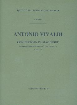 Vivaldi, Antonio: Konzert F-Dur RV456 für Oboe, Streicher und Orgel (Cembalo), Partitur 