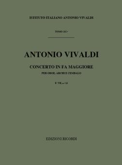 Vivaldi, Antonio: Konzert F-Dur FVII.12 für Oboe, Streicher und bc, Partitur 