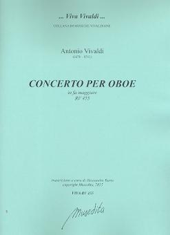 Vivaldi, Antonio: Konzert F Dur RV455 für Oboe und Streicher, Partitur und Stimmen (Bc nicht ausgesetzt) (Streicher 1-1-1-1) 