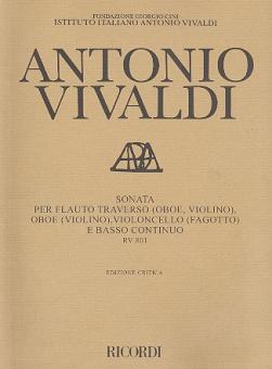 Vivaldi, Antonio: Sonate RV801 für Flöte (Oboe, Violine), Oboe (Violine), Violoncello (Fagott) und Bc, Partitur it/en 