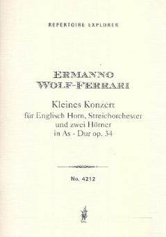 Wolf-Ferrari, Ermanno: Kleines Konzert As-Dur op.34 für Englischhorn und Kammerorchester, Studienpartitur 
